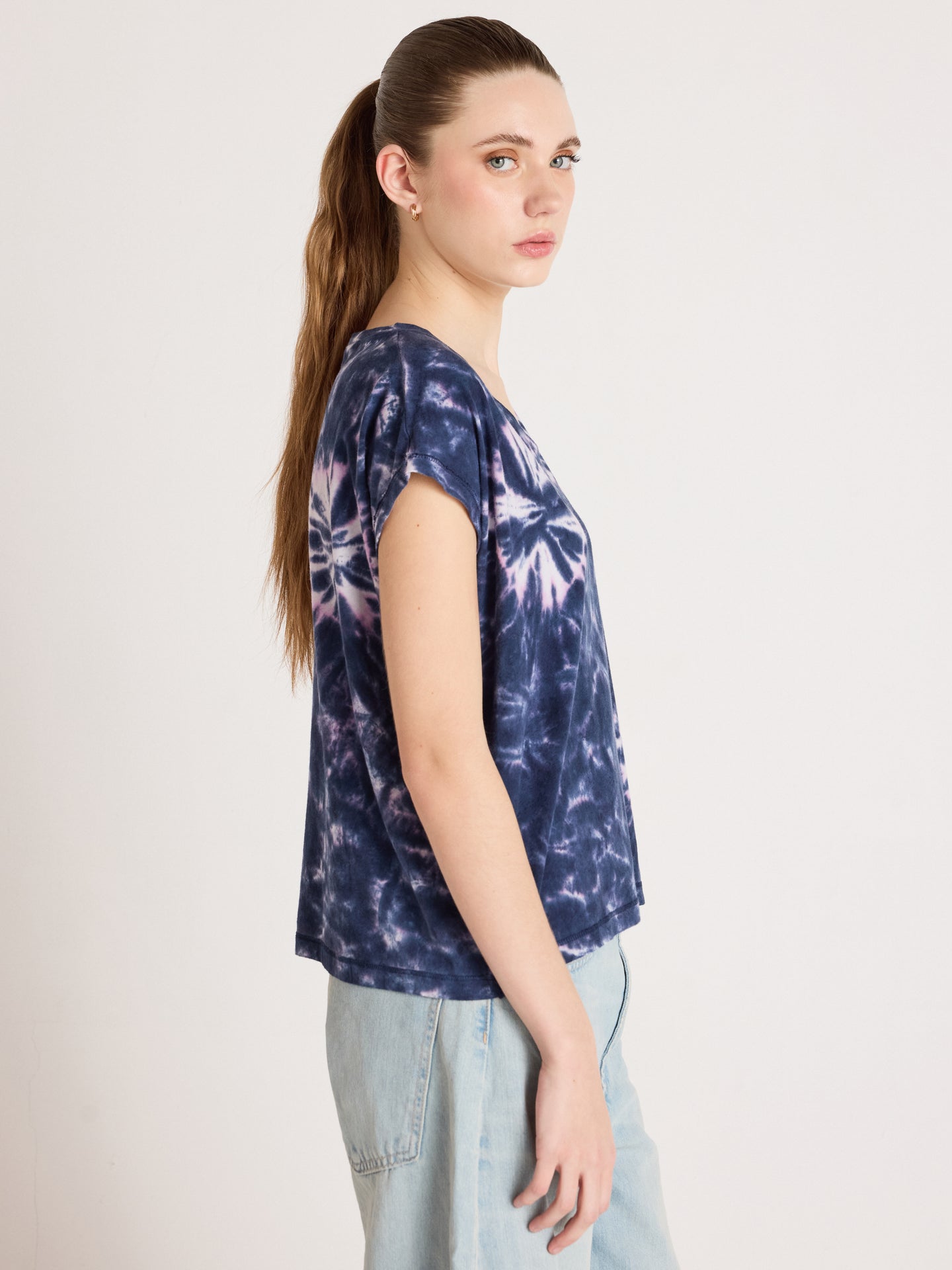 t-shirt suzie fancy - coton lin - tie dye navy