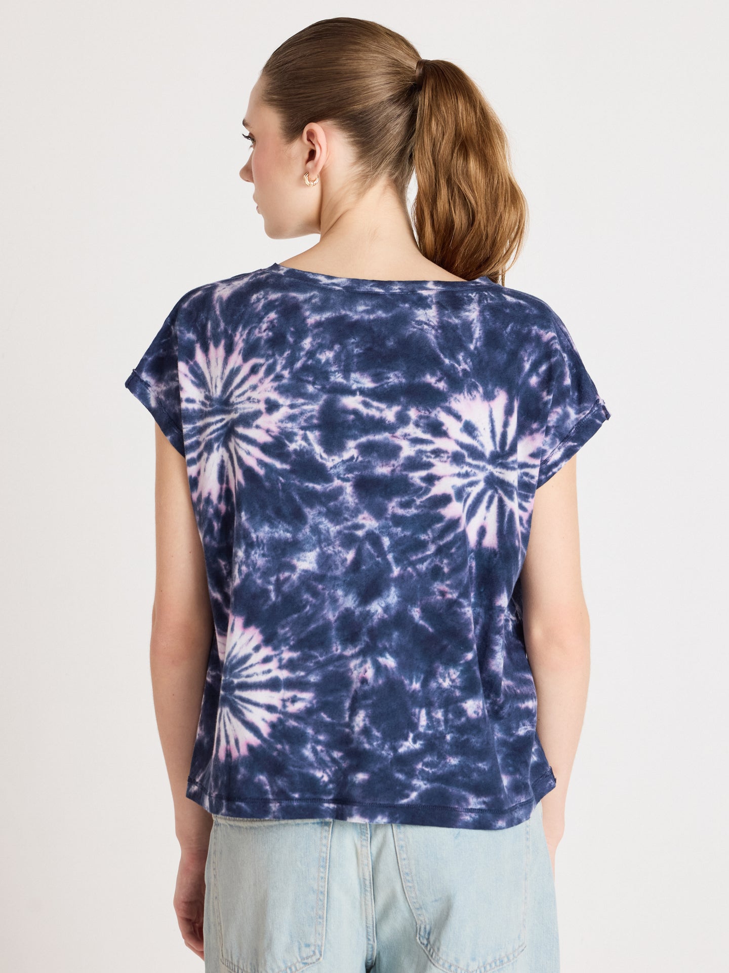 t-shirt suzie fancy - coton lin - tie dye navy