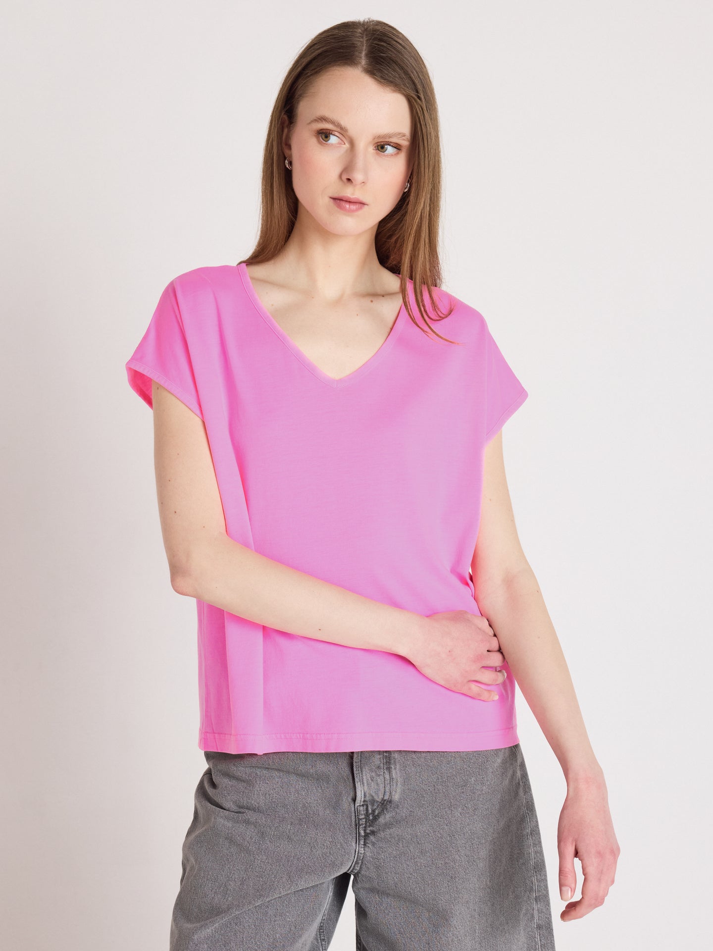 t-shirt mercy - lyocell coton - bubble gum neon