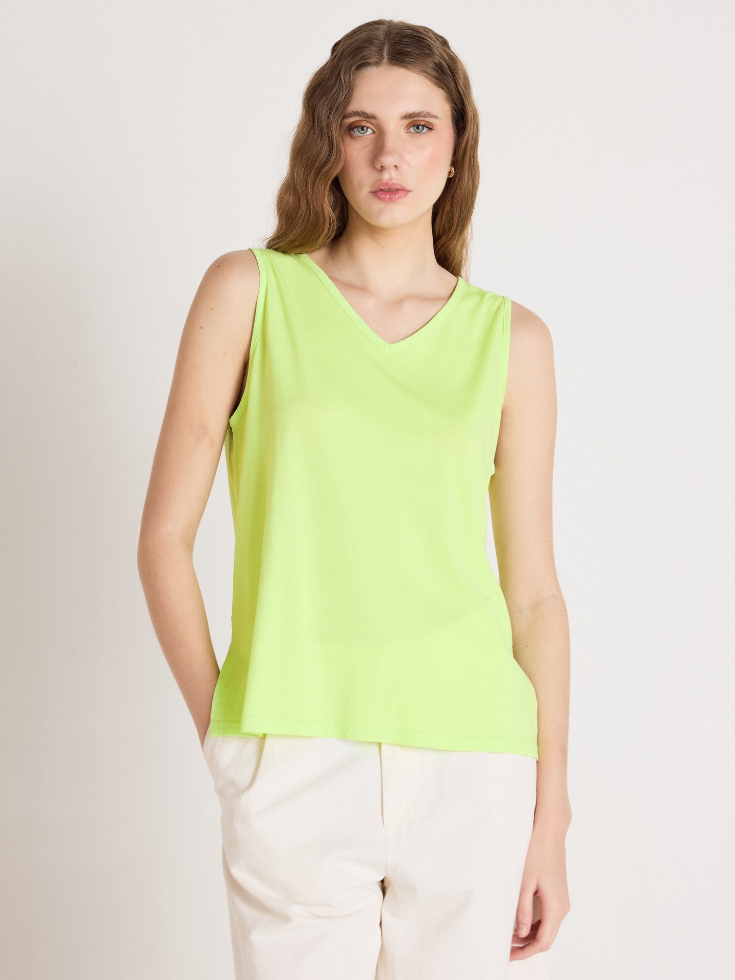tanktop tess - lyocell en katoen - lemon neon