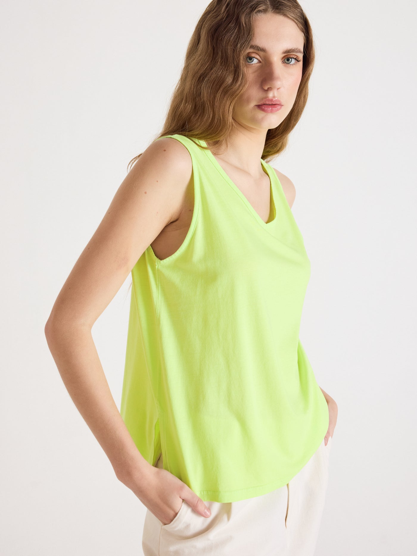 tess - Maglietta senza maniche - lemon neon