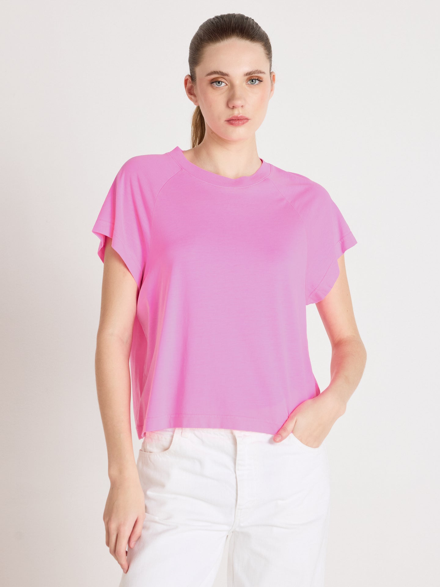 t-shirt tricia - lyocell coton - bubble gum neon