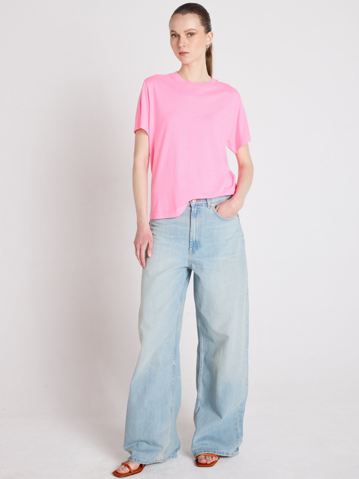 nina - T-shirt col rond - bubble gum neon