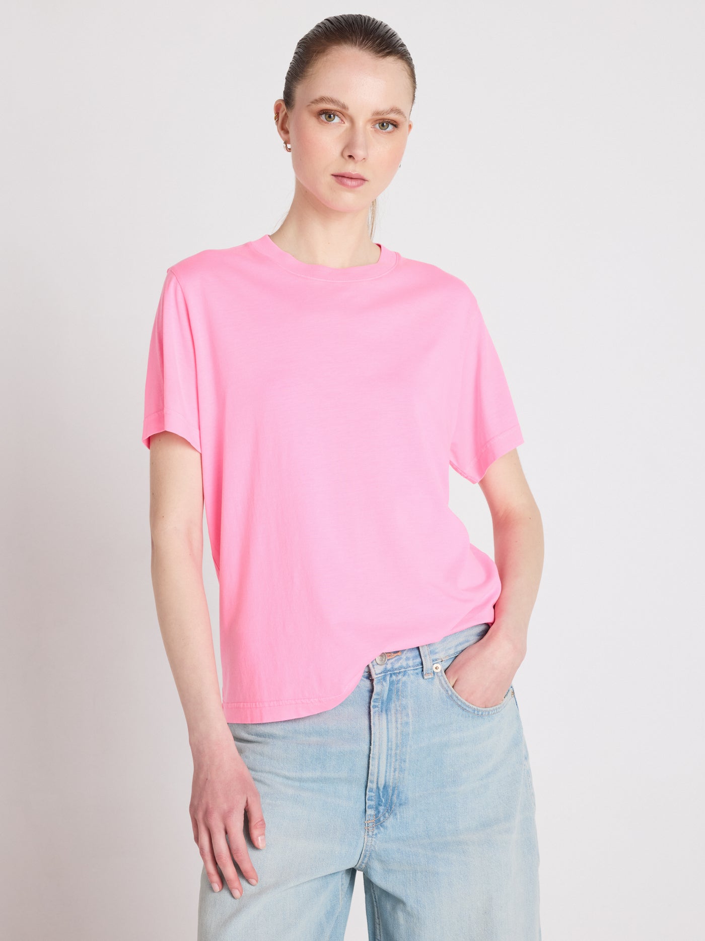 nina - T-shirt col rond - bubble gum neon