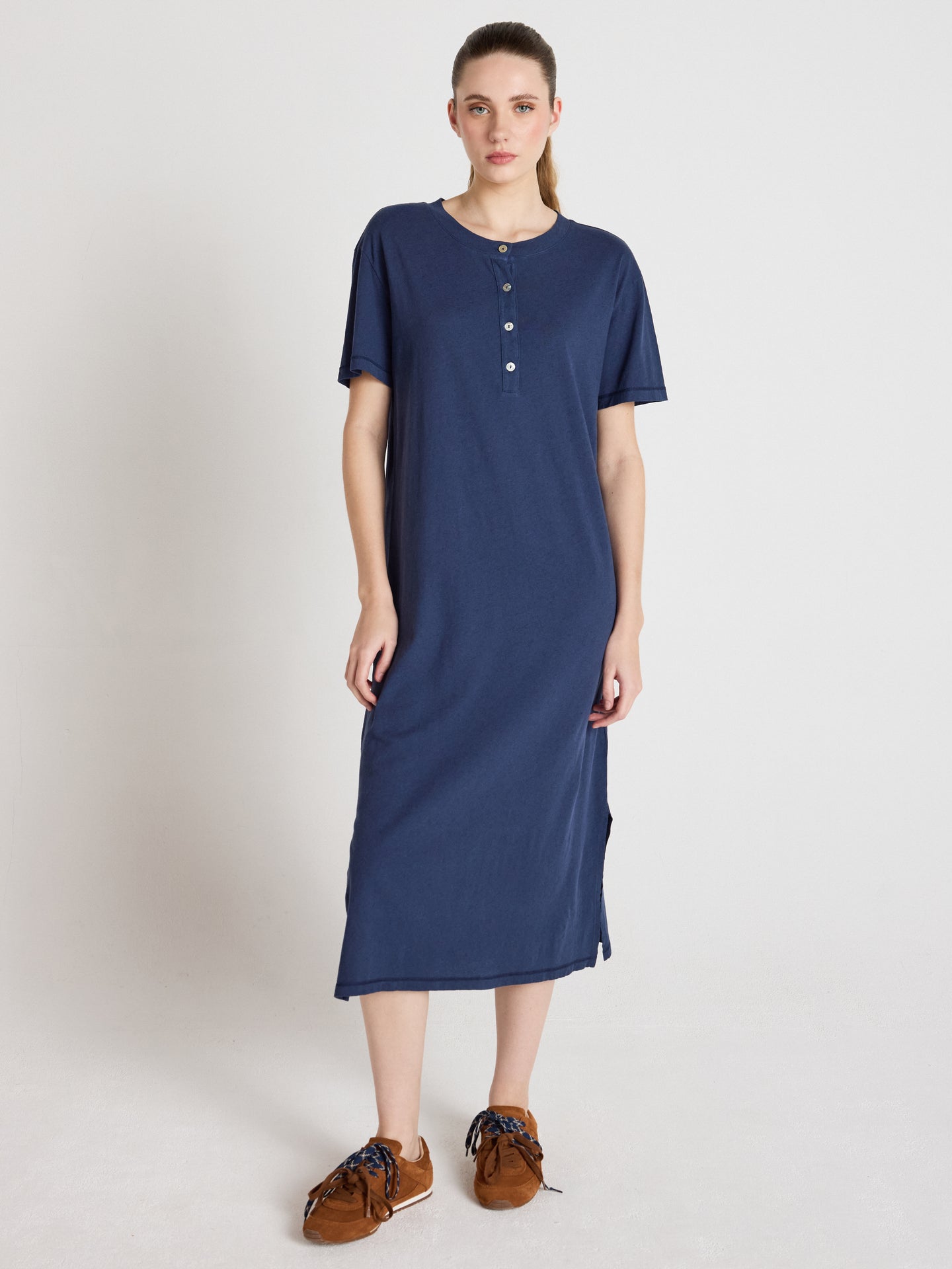nicolette Kleid - Baumwolle und Leinen - Navy