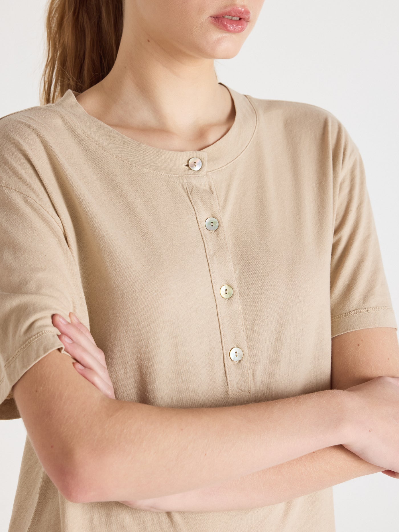 nicolette Kleid - Baumwolle und Leinen - Sand