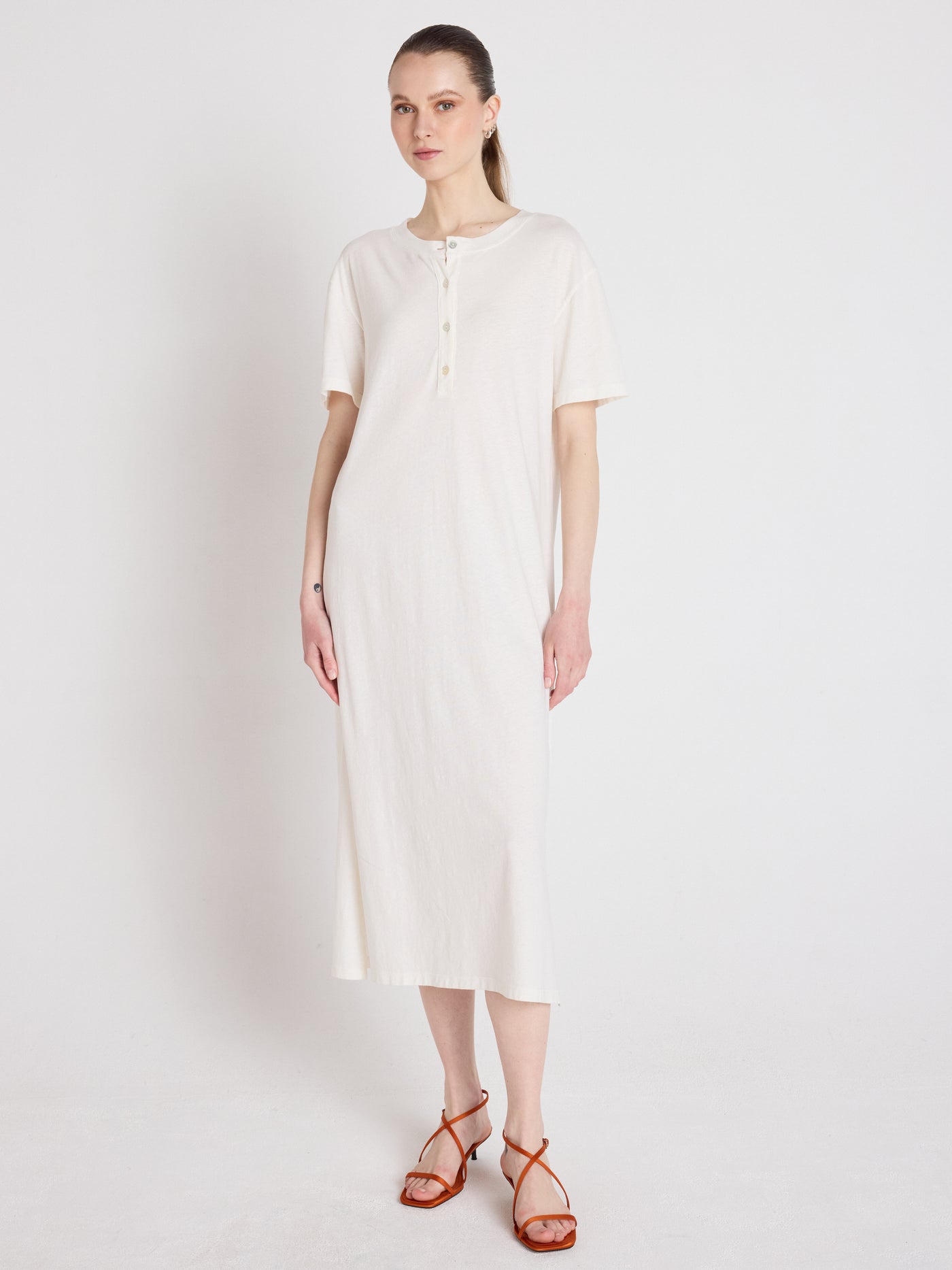 nicolette Kleid - Baumwolle und Leinen - white