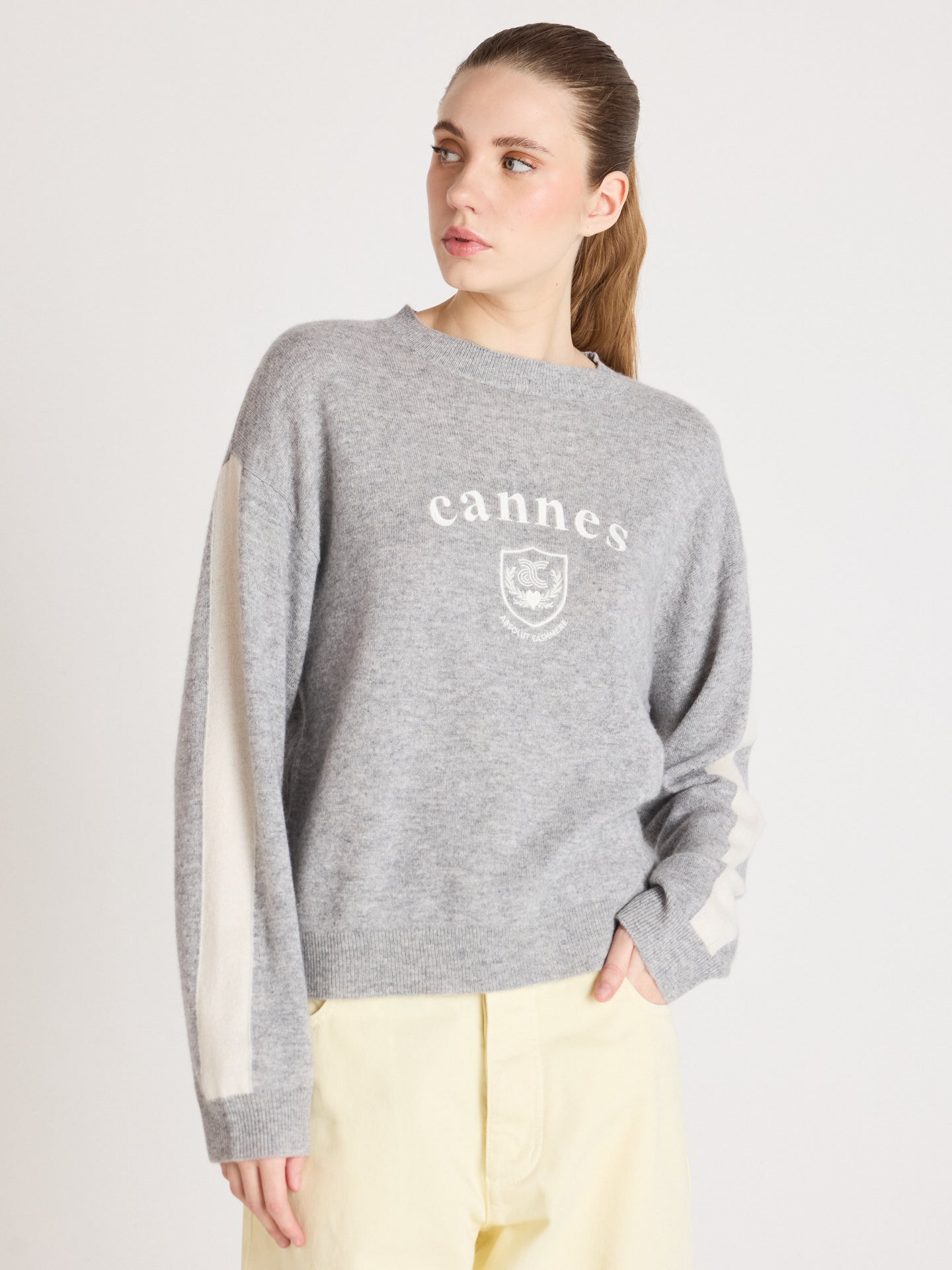 clubber - 100% cashmere sweater - light heather gray