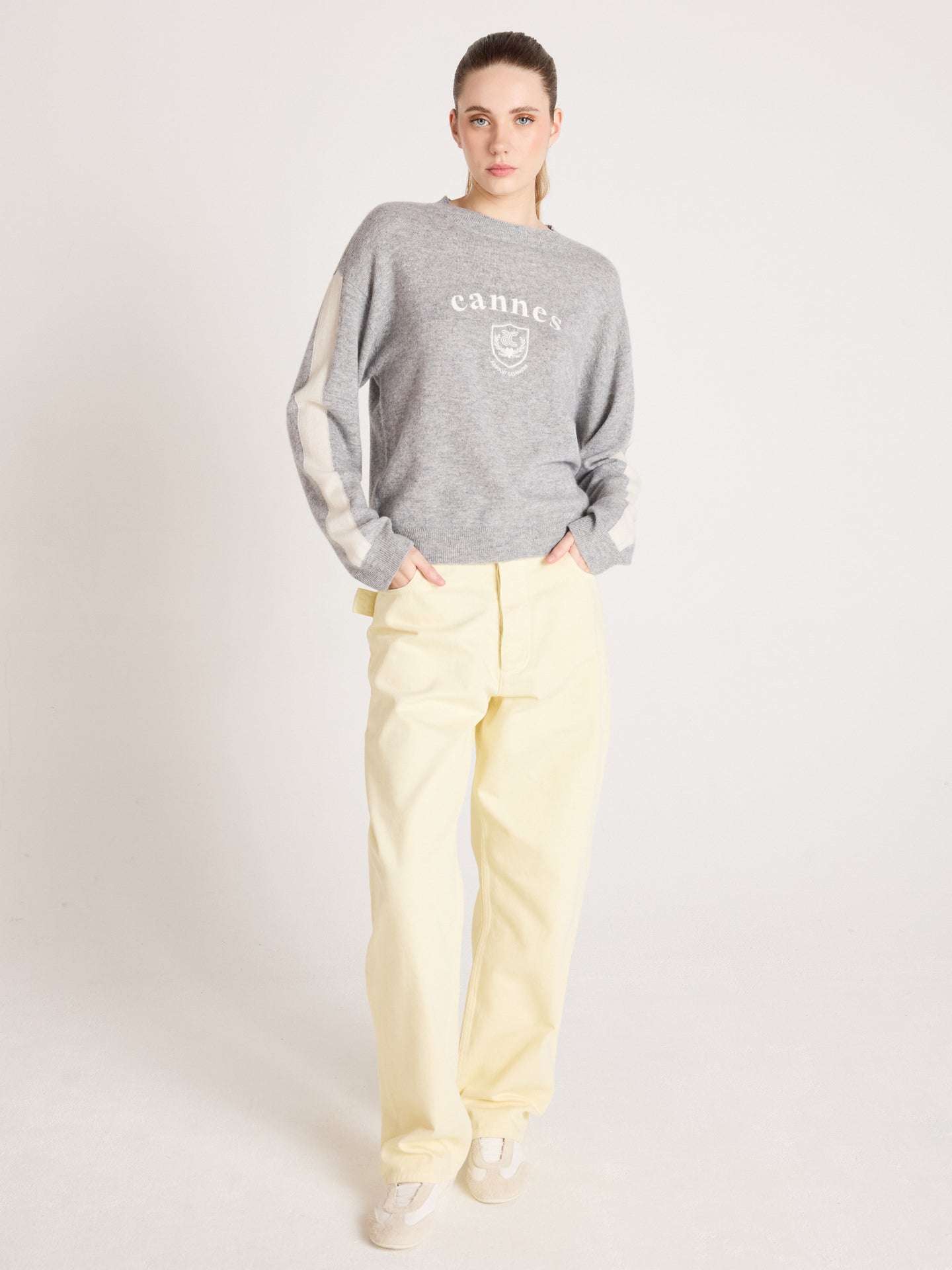 clubber - 100% cashmere sweater - light heather gray