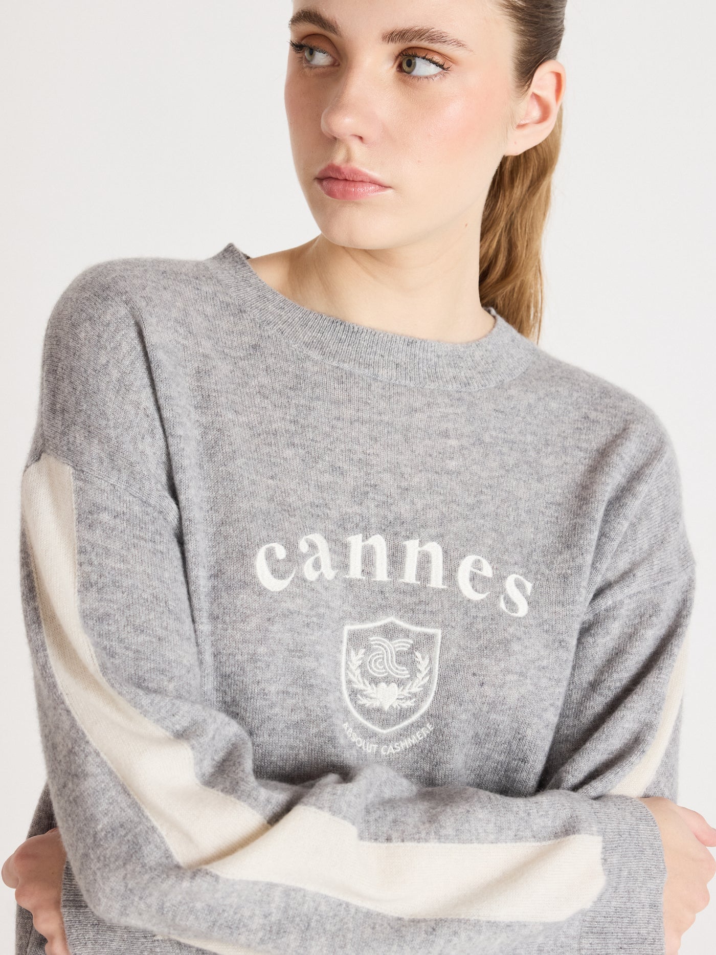 clubber - 100% cashmere sweater - light heather gray