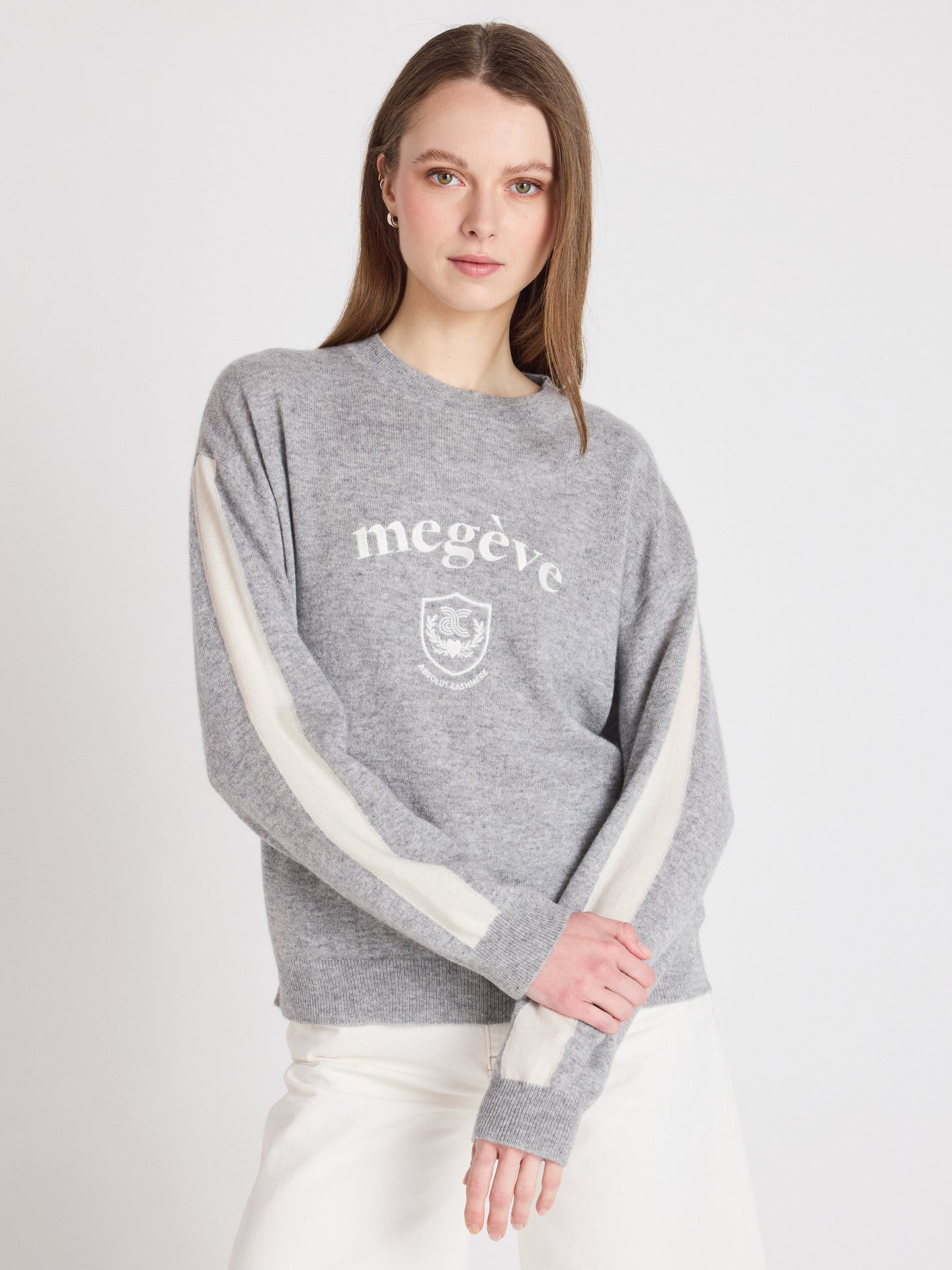 clubber - 100% cashmere sweater - light heather gray
