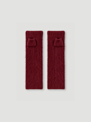 karolina fingerless gloves - Brushed cashmere - burgundy