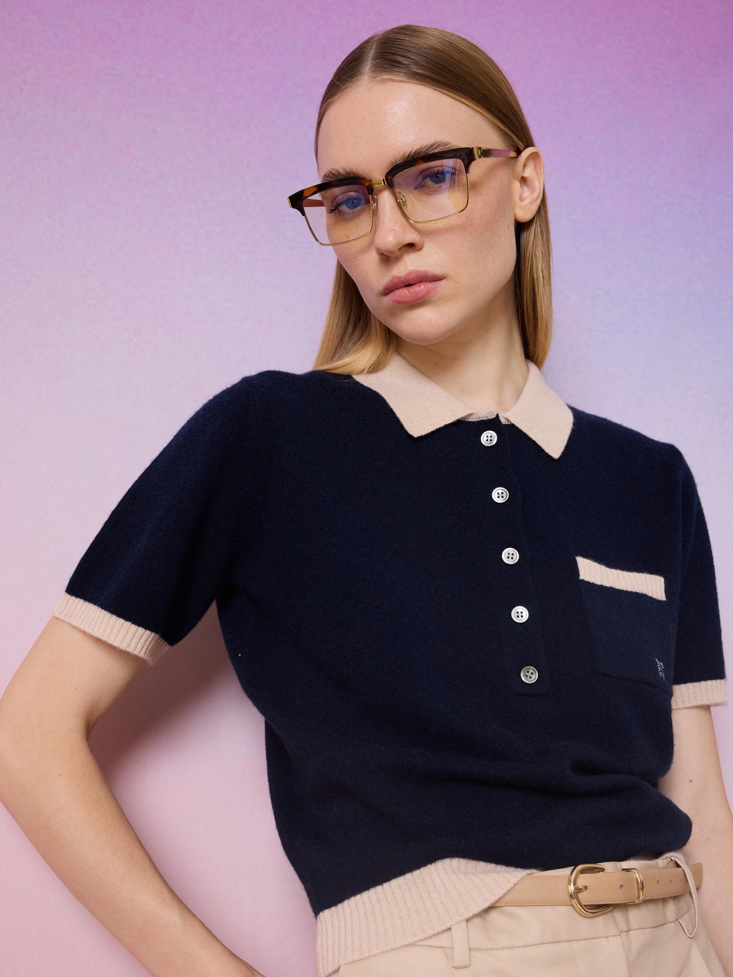 pull polo marlyn - cachemire - navy