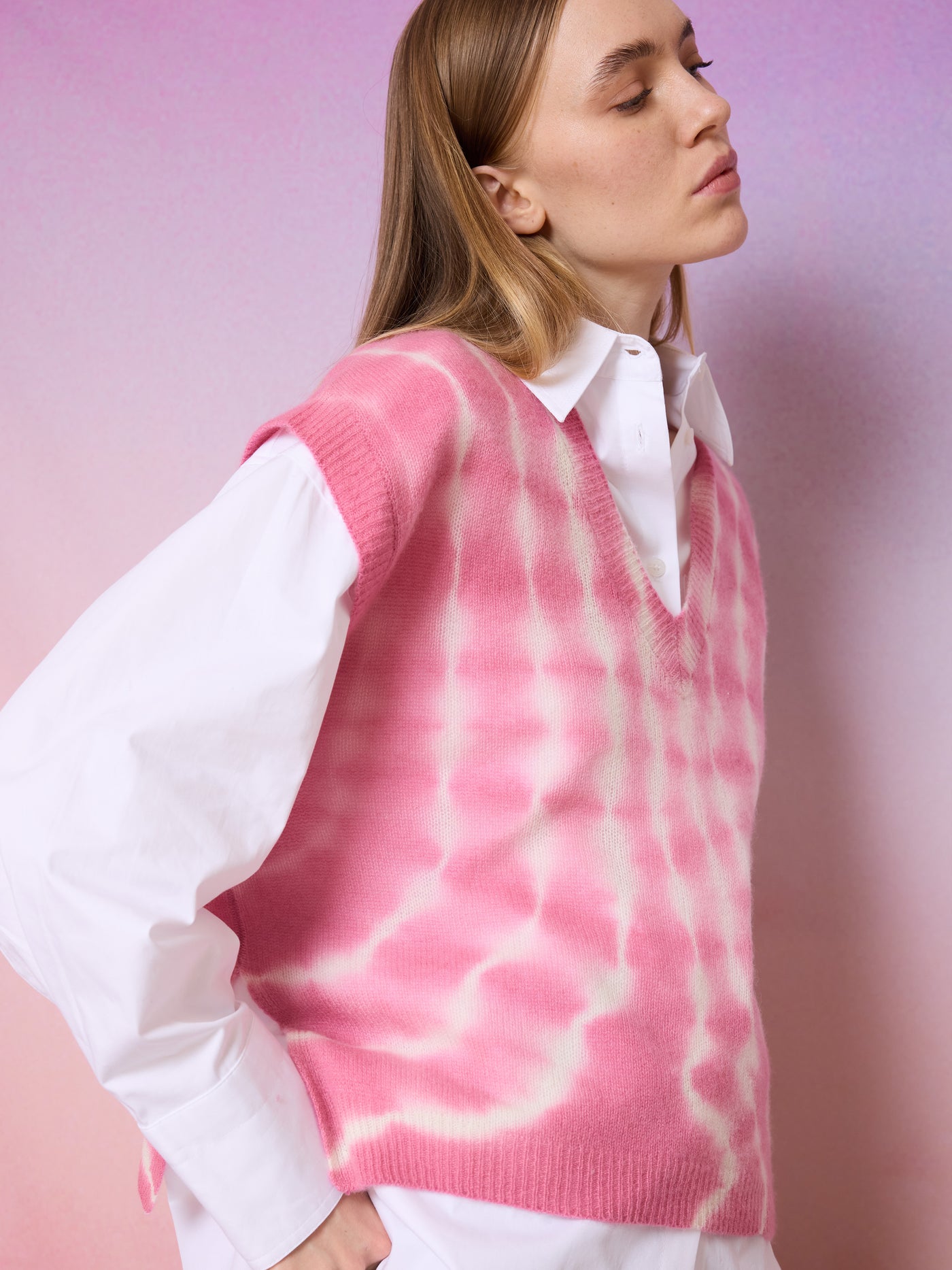 pull samantha - cachemire - tie dye pink