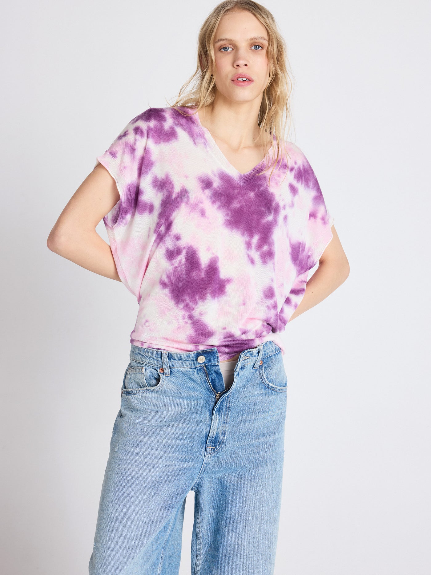 t-shirt miranda - lyocell cachemire - tie dye pink